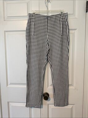 Chico's Black & White Polka Ponte Ankle Pants M